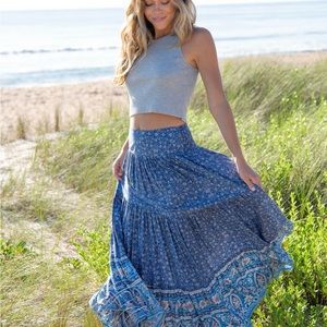 Blue Floral Maxi Skirt